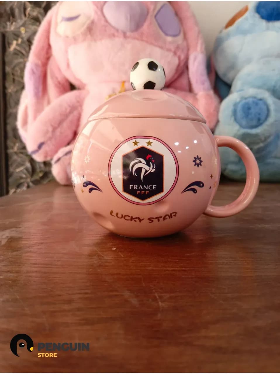مج منتخب فرنسا الوردي بغطاء كورة | France Football Mug