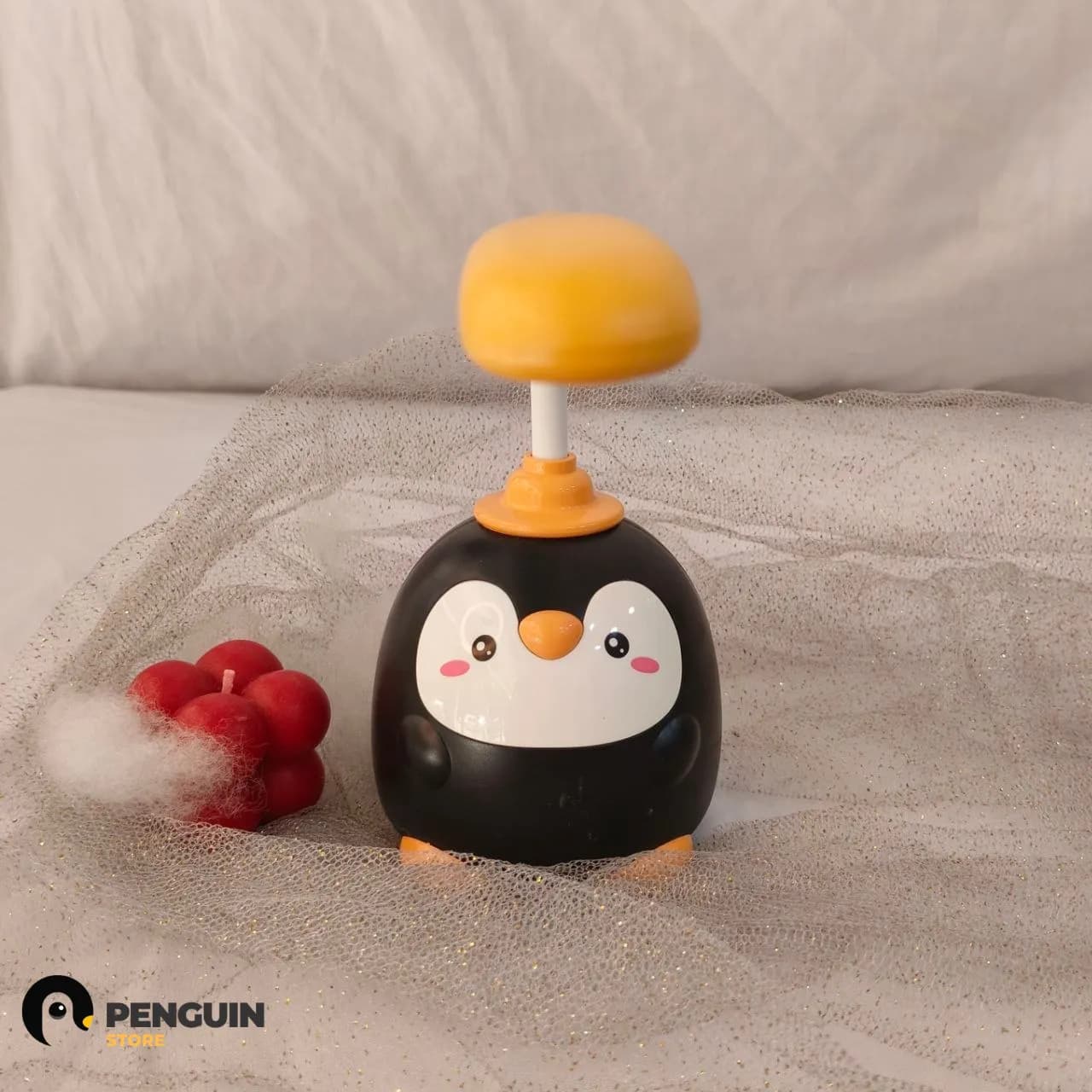 أباجورة مكتب بطريق أسود مرنة إضاءة واحدة (17 سم) 🐧💡