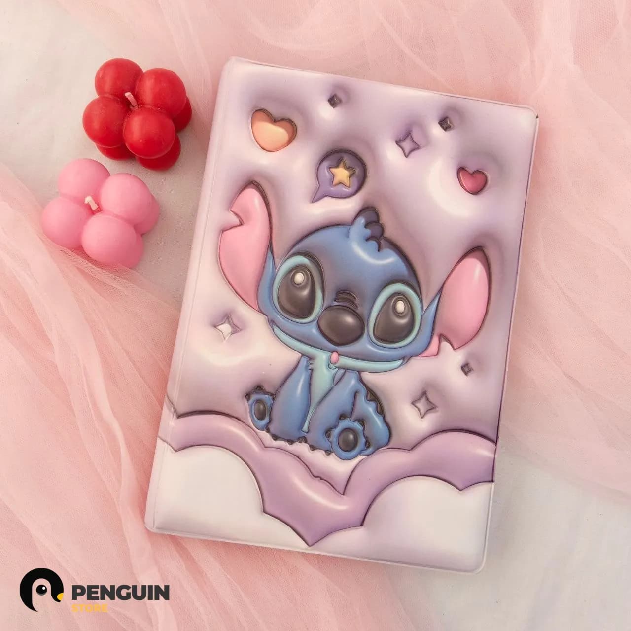 نوت بوك ستيتش لافندر بكفر متحرك (21×15 سم) 👾💜