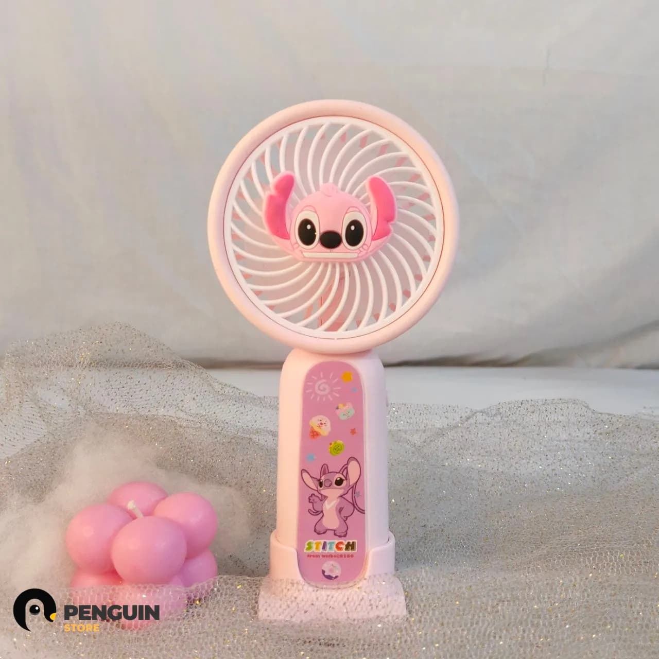 مروحة يد ومكتب آنجل وردي سرعة واحدة (16 سم) 🎀🔋