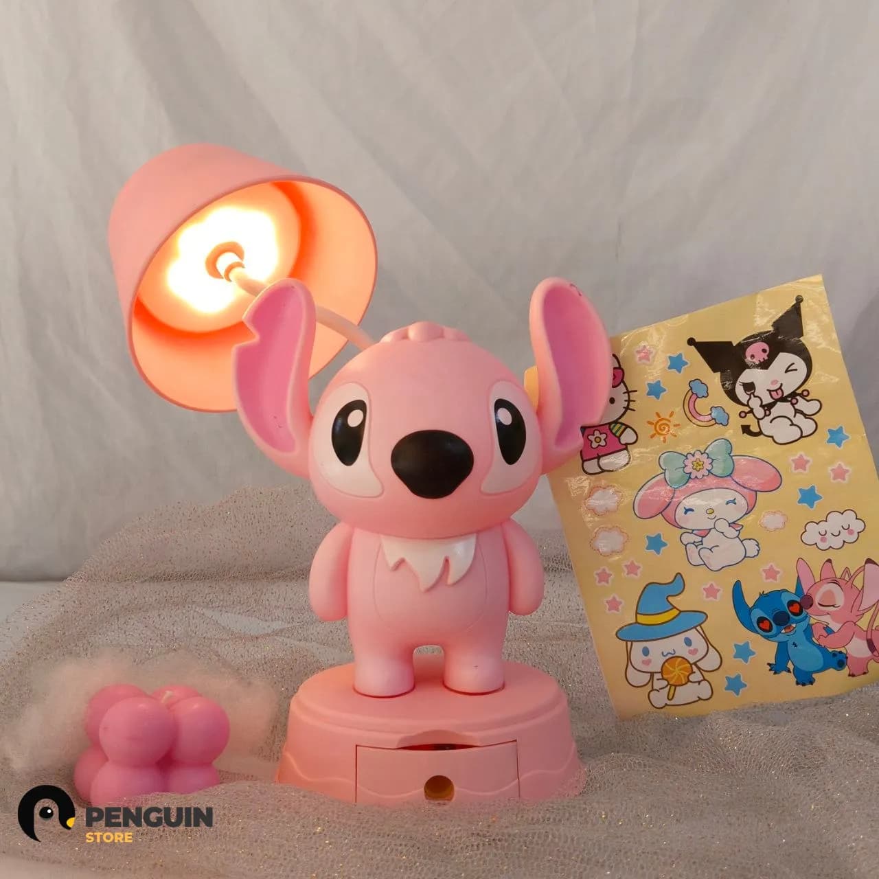 أباجورة مكتب آنجل وردي بدرج وبراية 3 إضاءات (23 سم) 💖💡