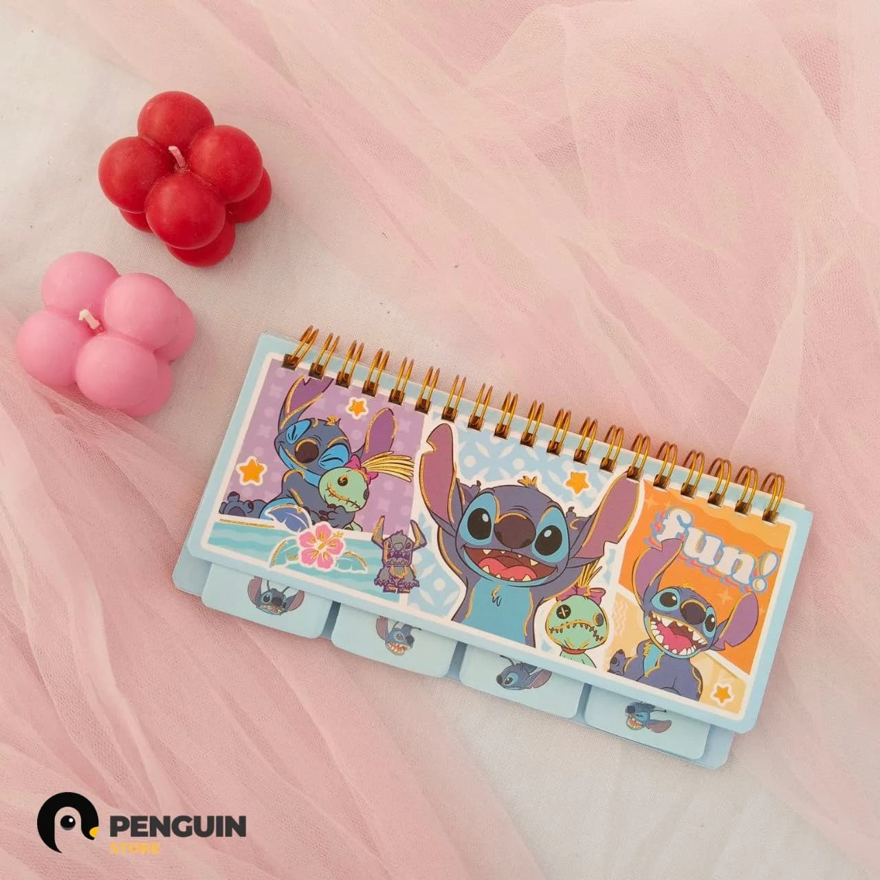 نوت بوك "ستيتش" الأفقية - إصدار Fun بالفواصل المقسمة وسلك ذهبي 👾✨