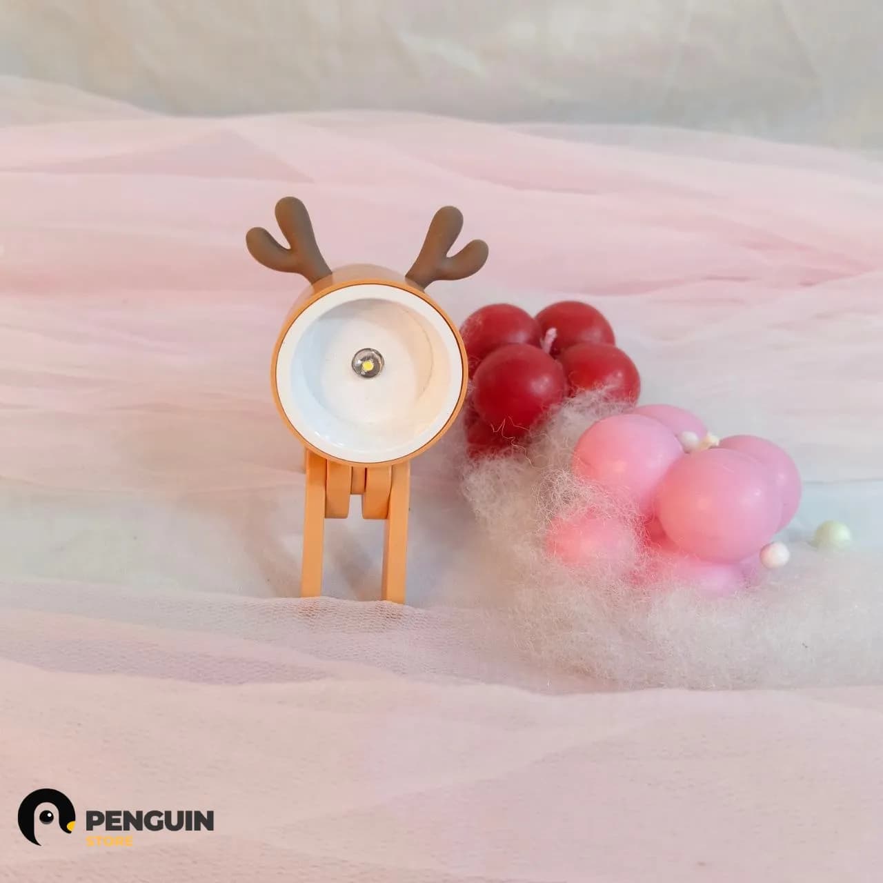 ميني أباجورة غزال كراميل مرنة إضاءة وورم (8 سم) 🦌💡