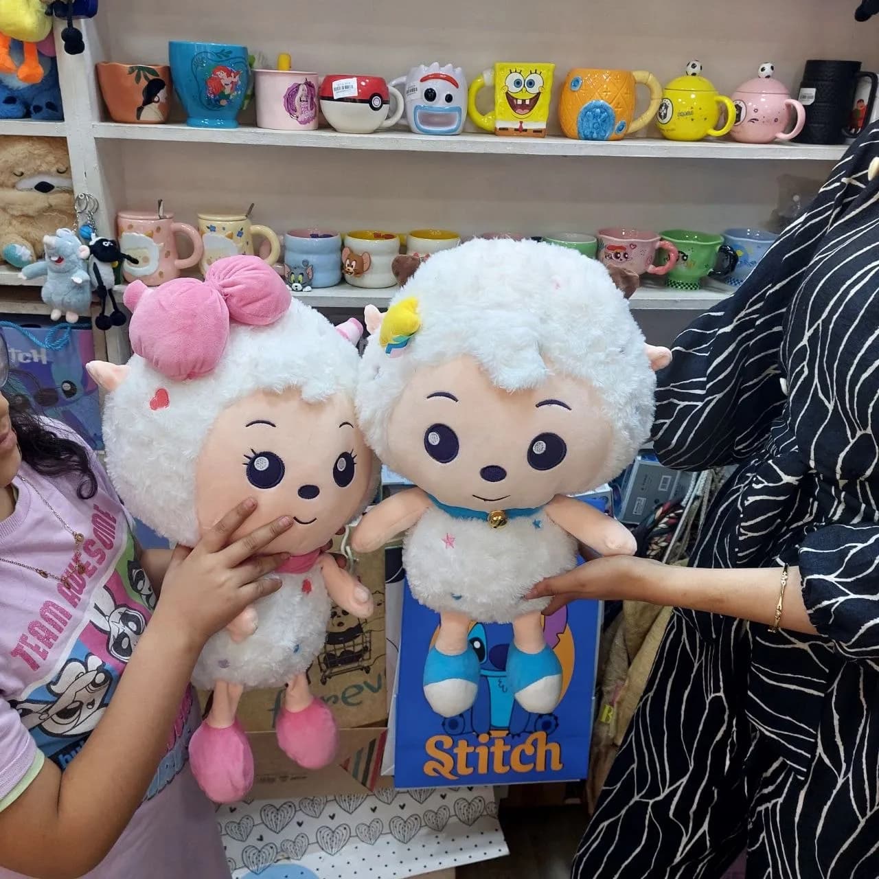 45 cm خروف السعادة الكبير باللون البينك والازرق