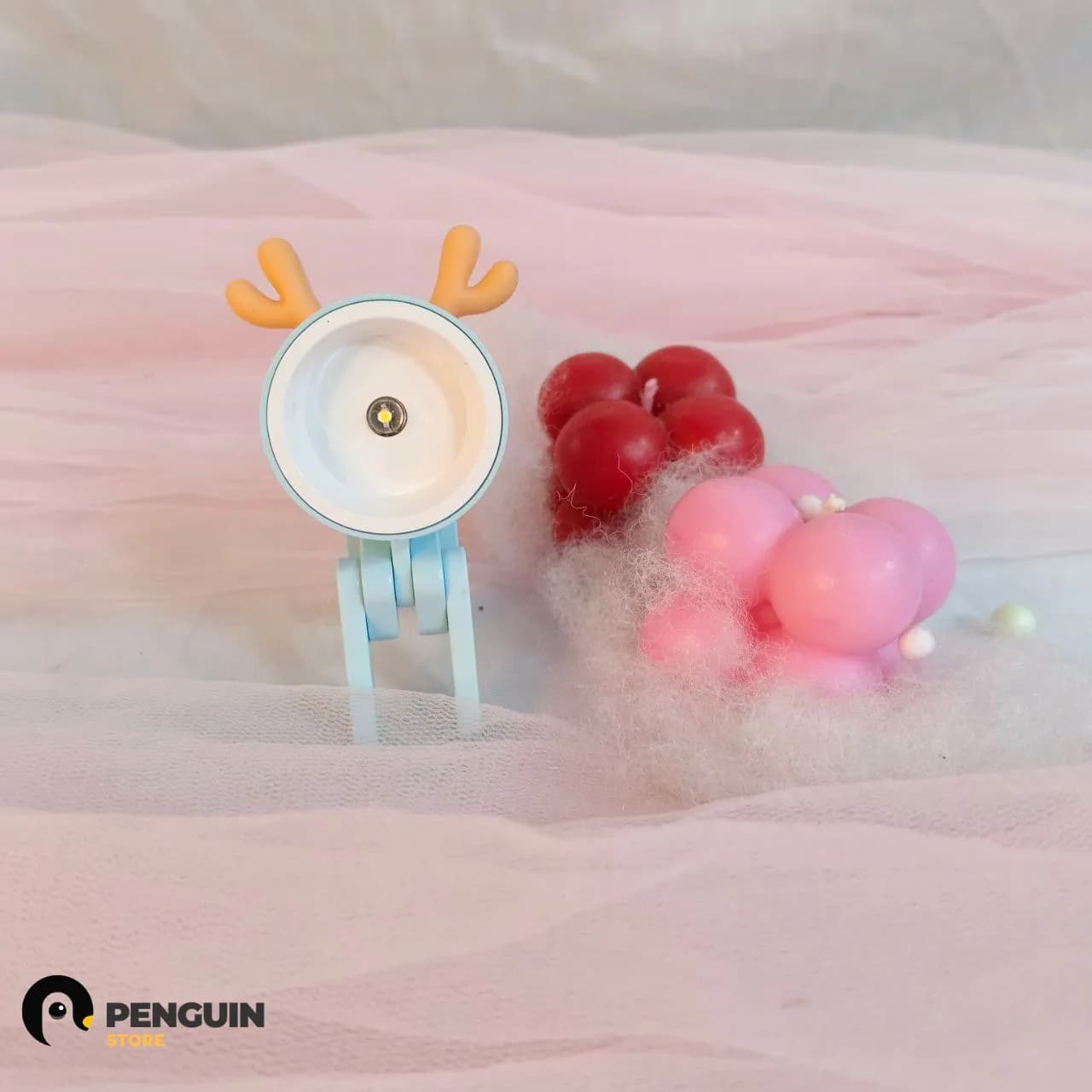 ميني أباجورة غزال أزرق مرنة إضاءة وورم (8 سم) 🦌💡
