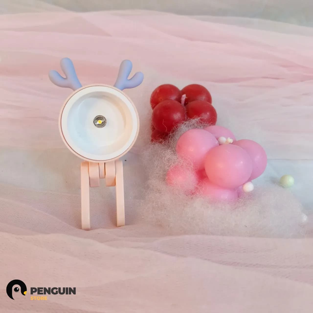 ميني أباجورة غزال وردي مرنة إضاءة وورم (8 سم) 🦌💡