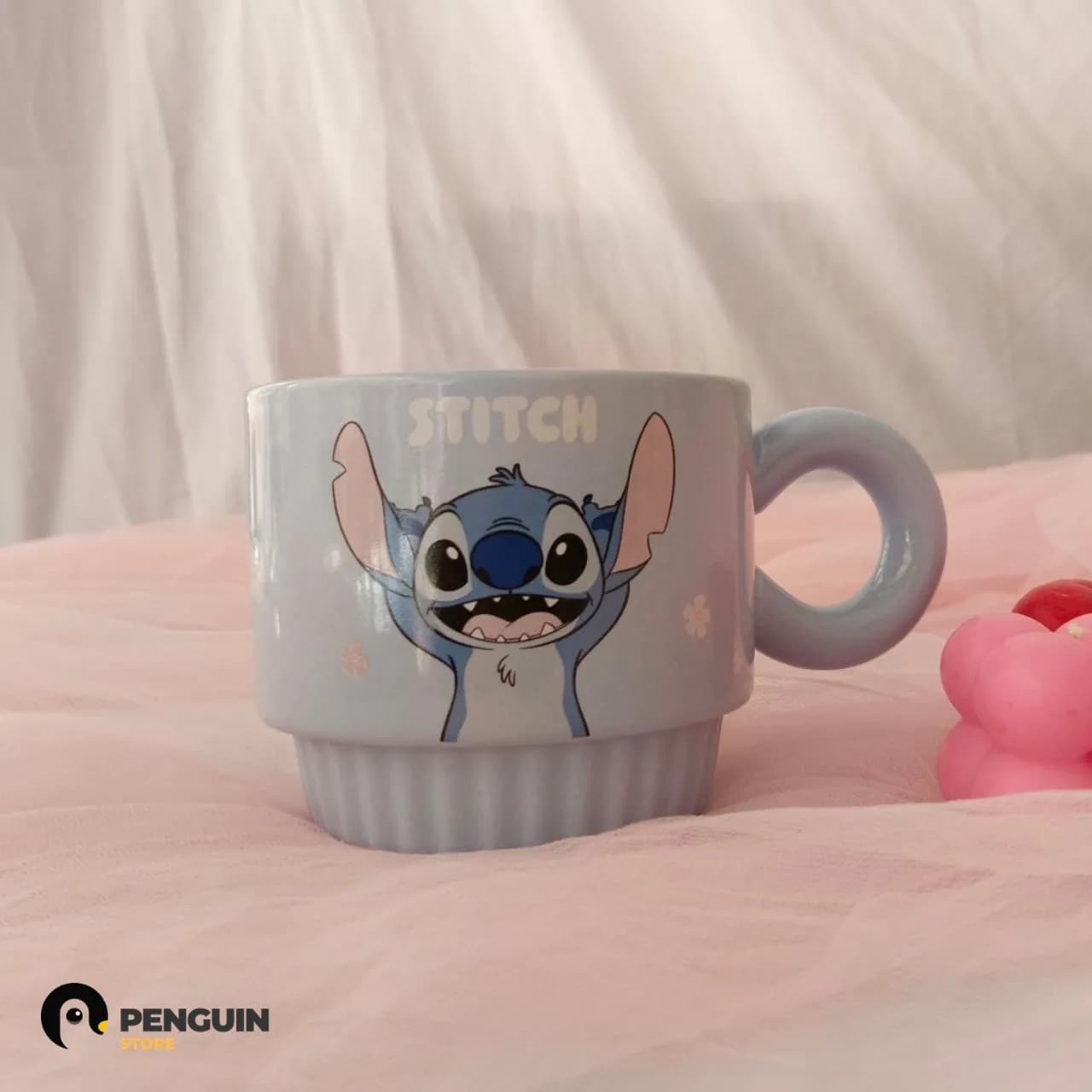 مج "ستيتش" (Stitch) ديزني - مج سيراميك لبني بـ يد دائرية مريحة وتصميم "إليجانت" للروقان والطاقة 🚀💙☕